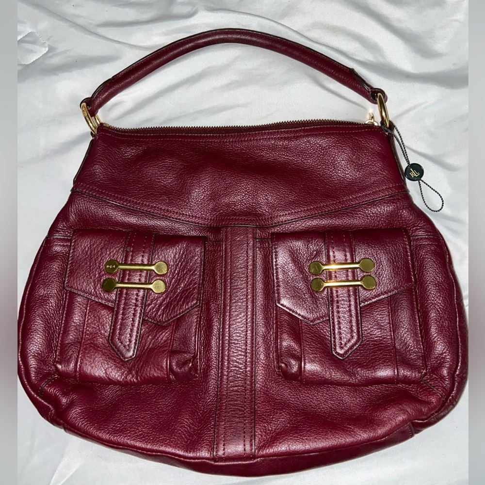 Maroon leather Ralph Lauren purse